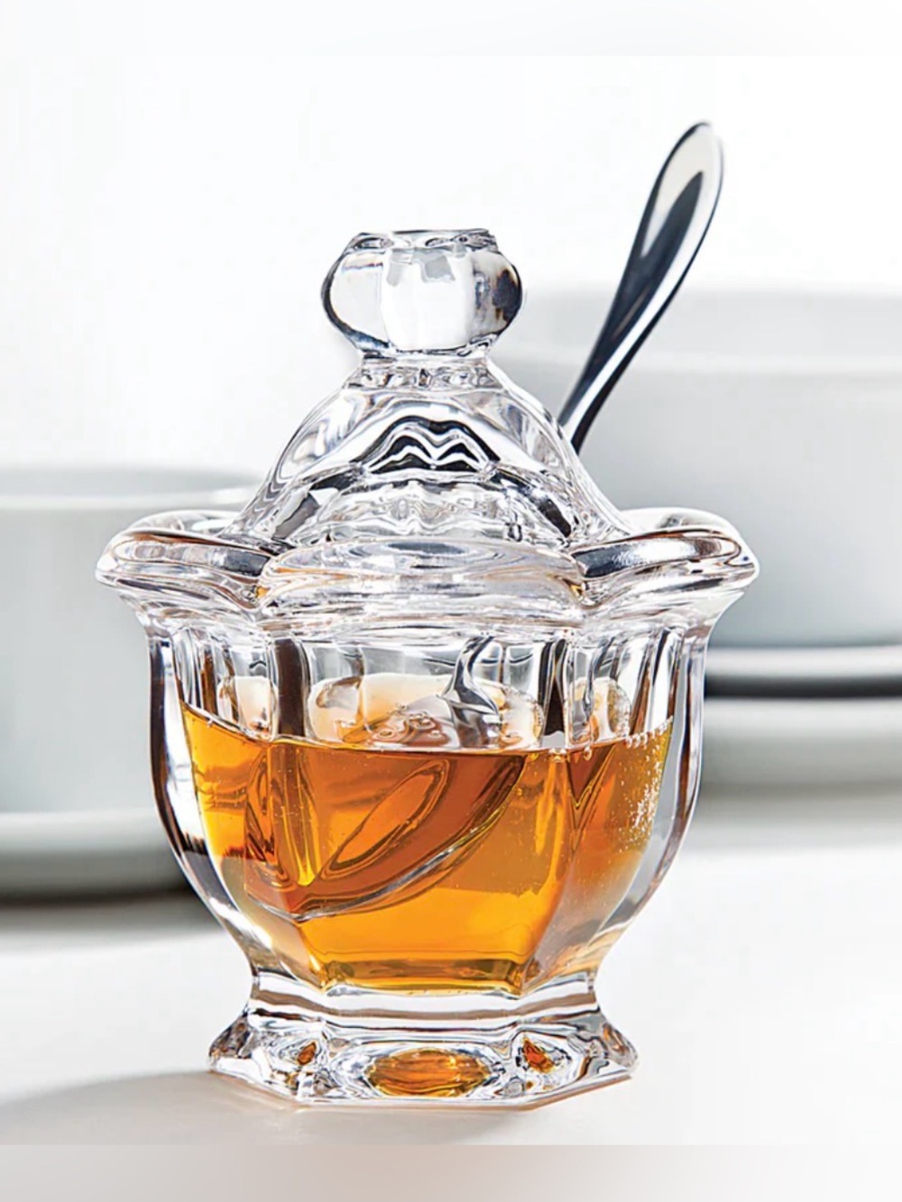 Windsor Jam Jar, 3 oz. by Godinger 4.5 inches (H) × 4 (W), Clear NEW IN BOX - Picture 2 of 15